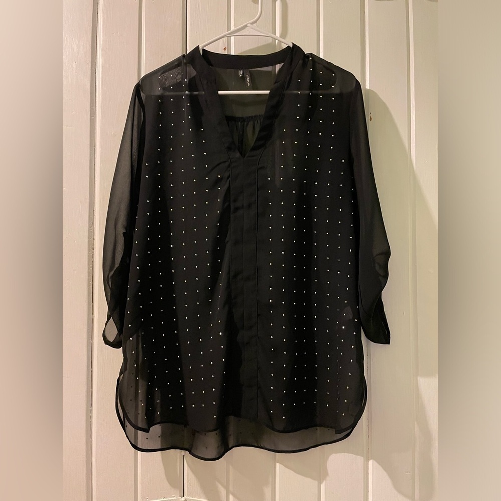 Maurice’s sheer embellished blouse-medium like new